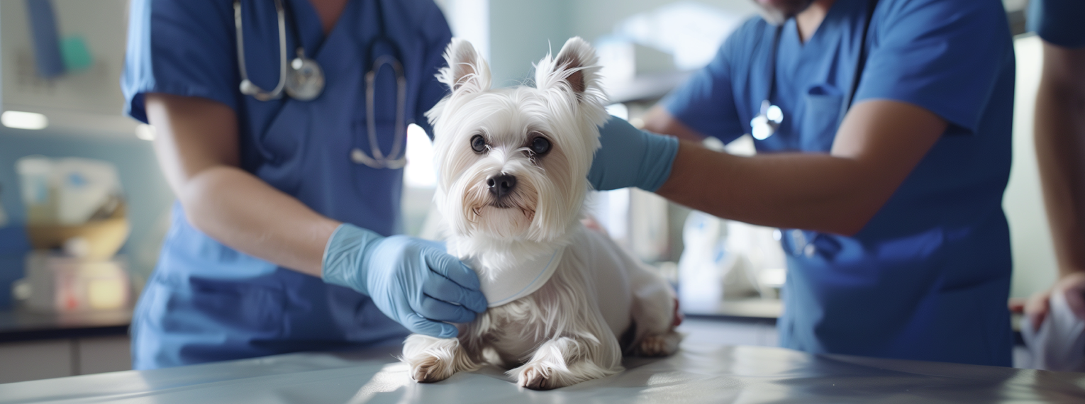 Ein Hund wird in der Tierklinik untersucht.